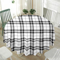 White And Black Tartan Pattern Print Waterproof Round Tablecloth