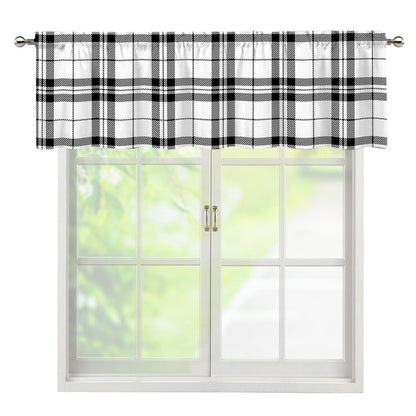 White And Black Tartan Pattern Print Window Valance