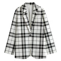 White And Black Tartan Pattern Print Women's Blazer
