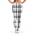 White And Black Tartan Pattern Print Women's Leggings