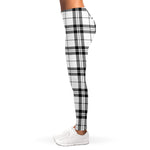 White And Black Tartan Pattern Print Women's Leggings