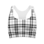 White And Black Tartan Pattern Print Women's Sports Bra