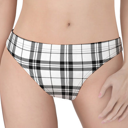 White And Black Tartan Pattern Print Women's Thong