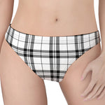 White And Black Tartan Pattern Print Women's Thong