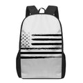 White And Black USA Flag Print 17 Inch Backpack