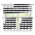 White And Black USA Flag Print 3 Piece Kitchen Curtains