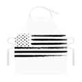 White And Black USA Flag Print Adjustable Apron