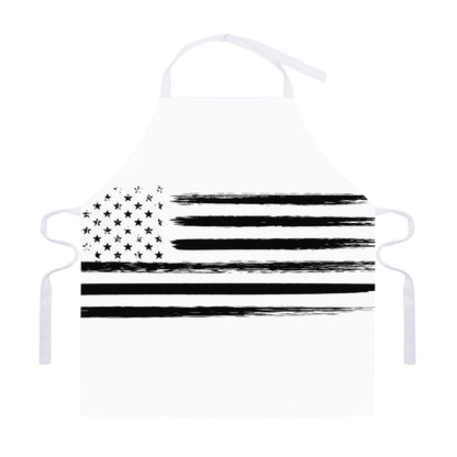 White And Black USA Flag Print Adjustable Apron