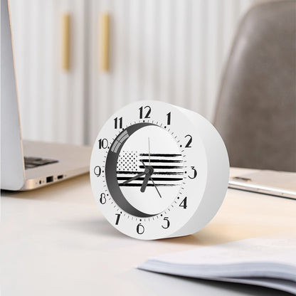 White And Black USA Flag Print Alarm Clock