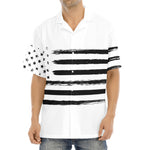 White And Black USA Flag Print Aloha Shirt