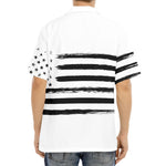 White And Black USA Flag Print Aloha Shirt