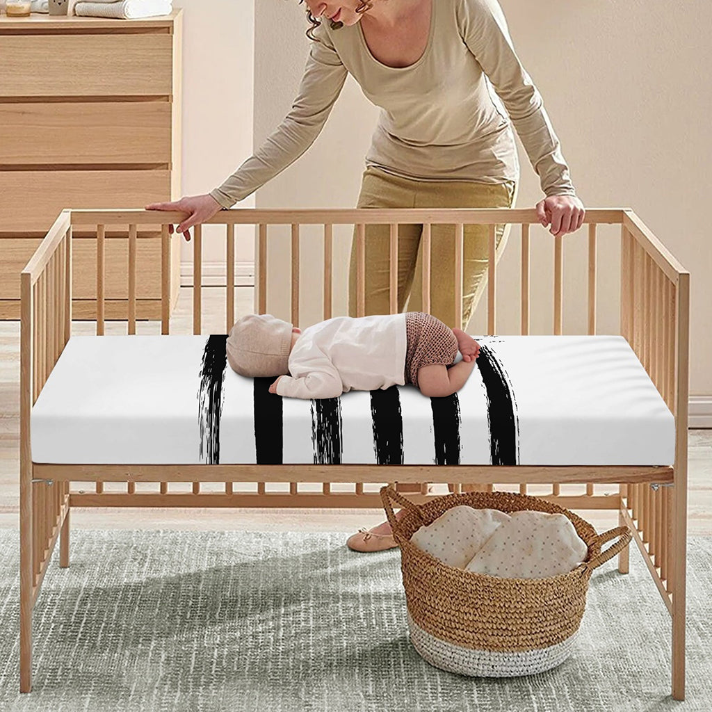 White And Black USA Flag Print Baby Crib Sheet