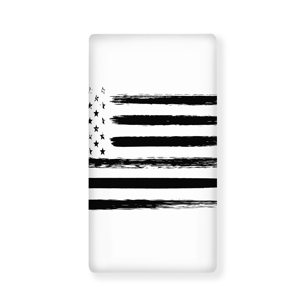 White And Black USA Flag Print Baby Crib Sheet