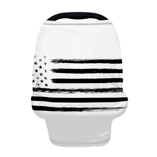 White And Black USA Flag Print Baby Seat Cover