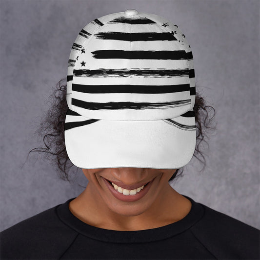 White And Black USA Flag Print Baseball Cap
