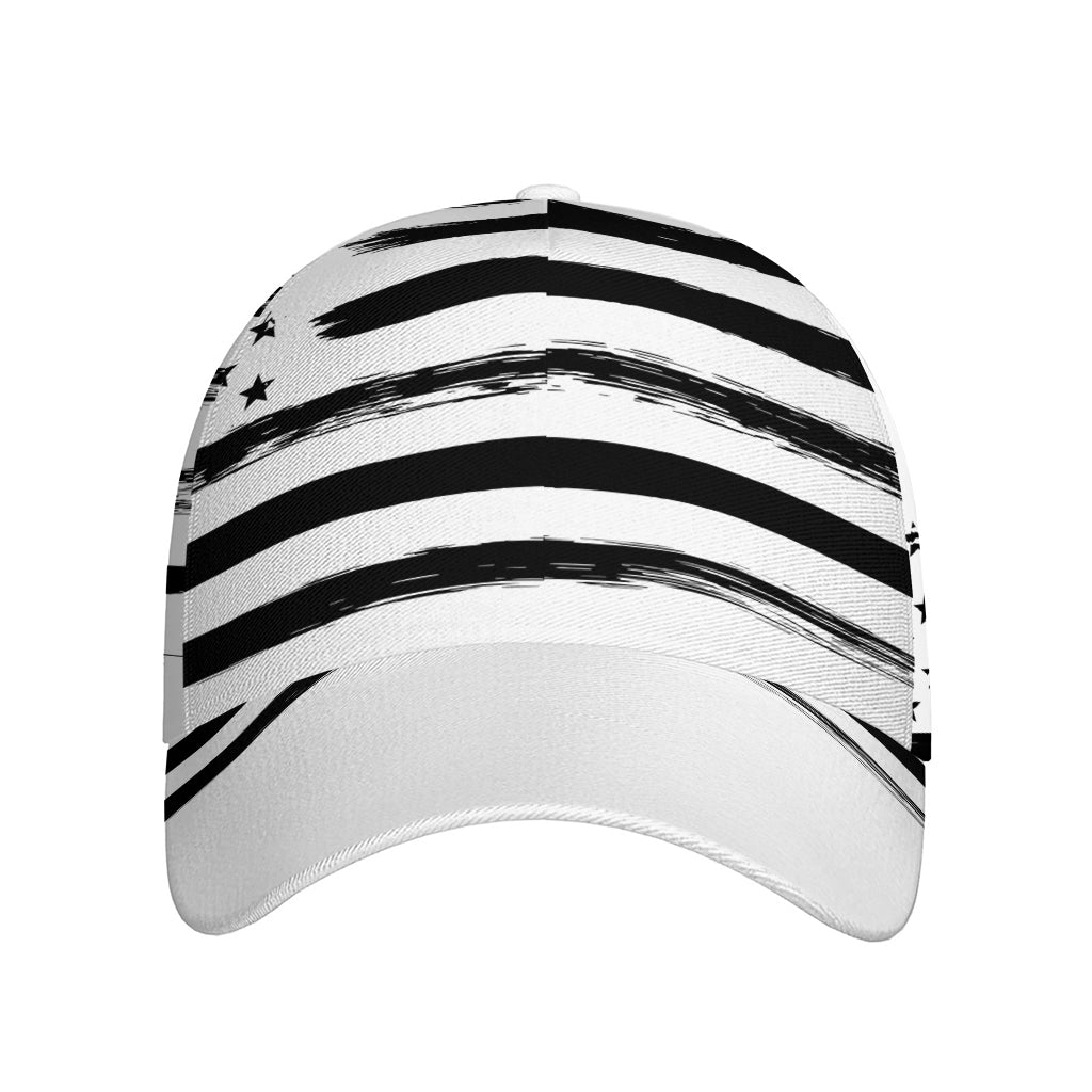 White And Black USA Flag Print Baseball Cap