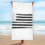 White And Black USA Flag Print Beach Towel