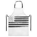White And Black USA Flag Print Bib Apron With Pocket