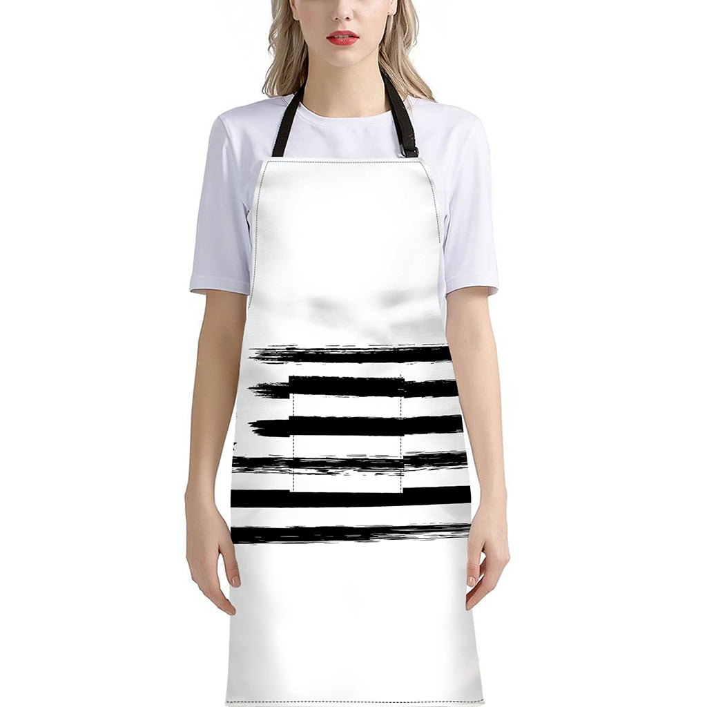 White And Black USA Flag Print Bib Apron With Pocket
