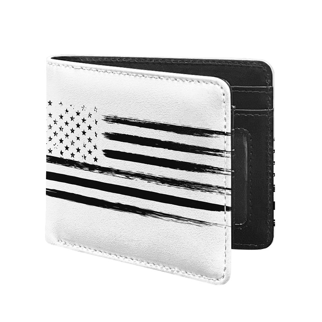 White And Black USA Flag Print Bifold Wallet