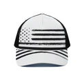White And Black USA Flag Print Black Mesh Trucker Hat