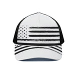White And Black USA Flag Print Black Mesh Trucker Cap