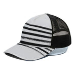 White And Black USA Flag Print Black Mesh Trucker Cap