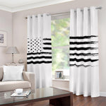 White And Black USA Flag Print Blackout Grommet Curtains