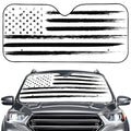 White And Black USA Flag Print Car Windshield Sun Shade