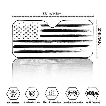 White And Black USA Flag Print Car Windshield Sun Shade