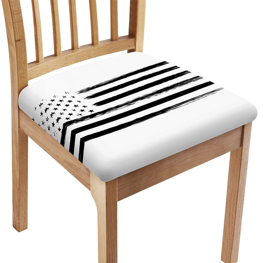 White And Black USA Flag Print Chair Cushion Cover