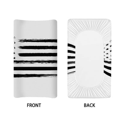 White And Black USA Flag Print Changing Pad Cover