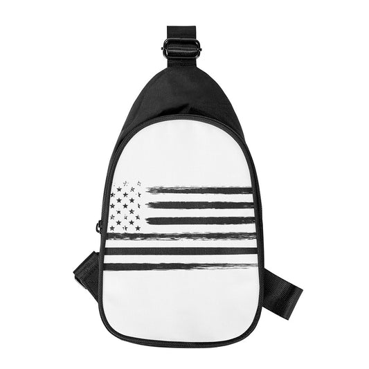 White And Black USA Flag Print Chest Bag