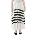 White And Black USA Flag Print Chiffon Maxi Skirt