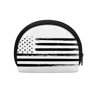 White And Black USA Flag Print Coin Purse