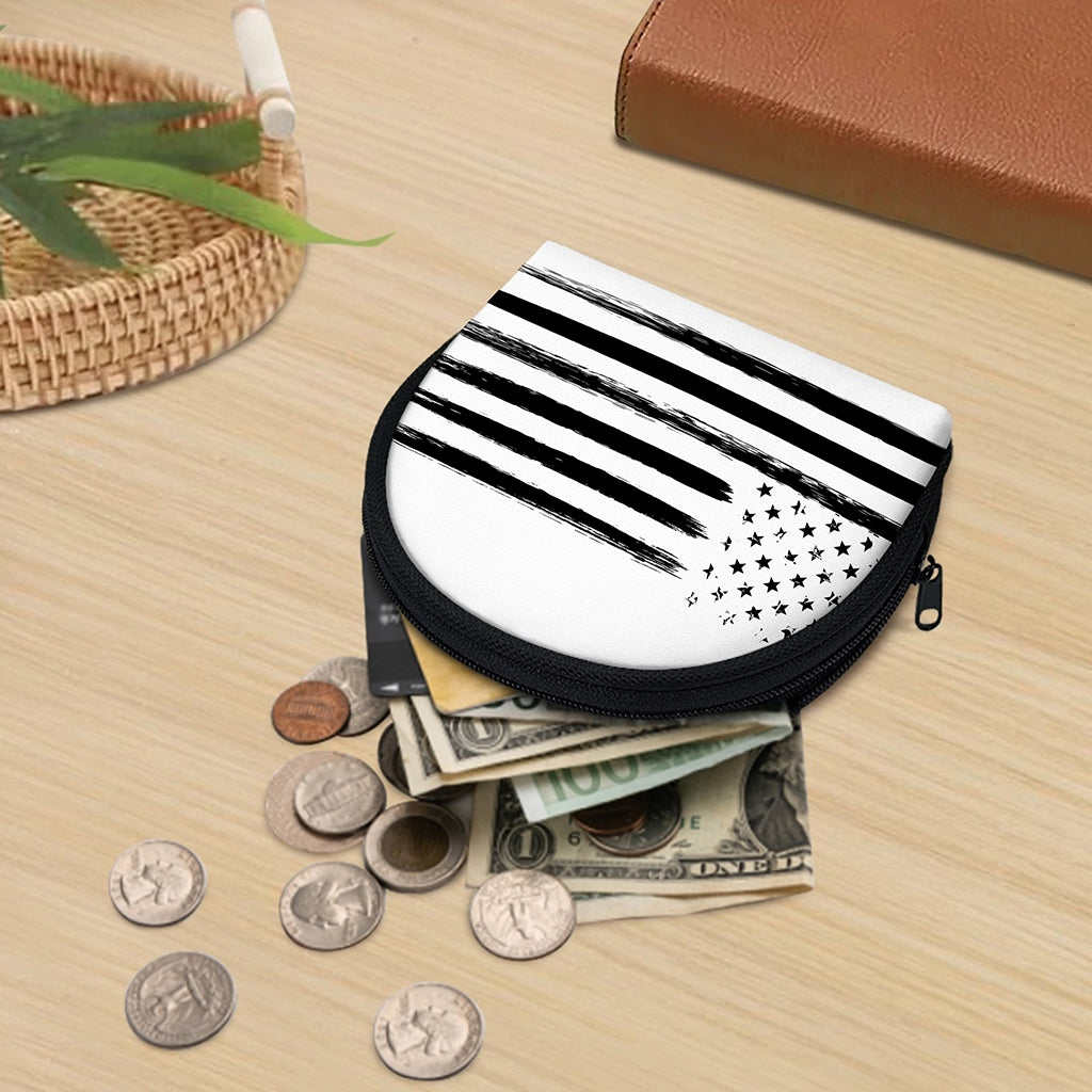 White And Black USA Flag Print Coin Purse