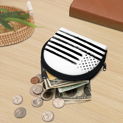 White And Black USA Flag Print Coin Purse