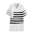 White And Black USA Flag Print Cotton Hawaiian Shirt