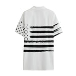 White And Black USA Flag Print Cotton Hawaiian Shirt