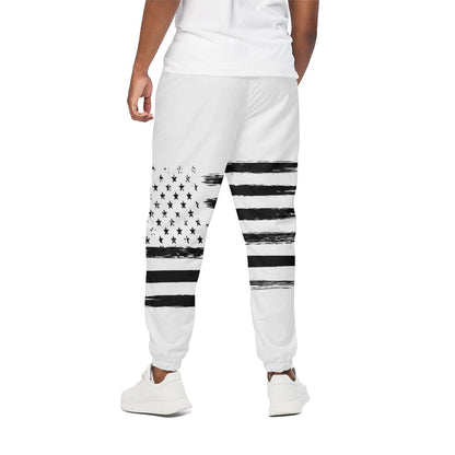 White And Black USA Flag Print Cotton Pants