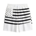 White And Black USA Flag Print Cotton Shorts
