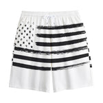 White And Black USA Flag Print Cotton Shorts
