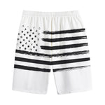 White And Black USA Flag Print Cotton Shorts
