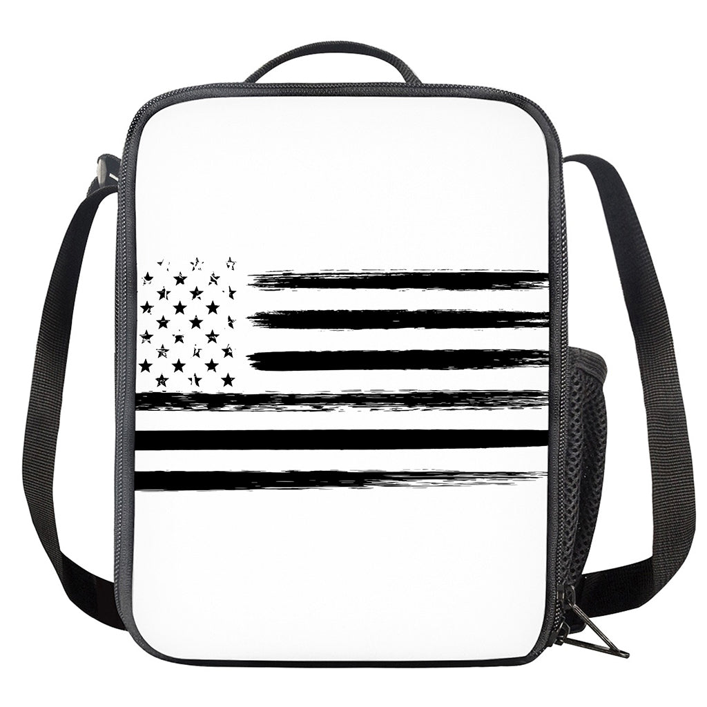 White And Black USA Flag Print Crossbody Lunch Bag