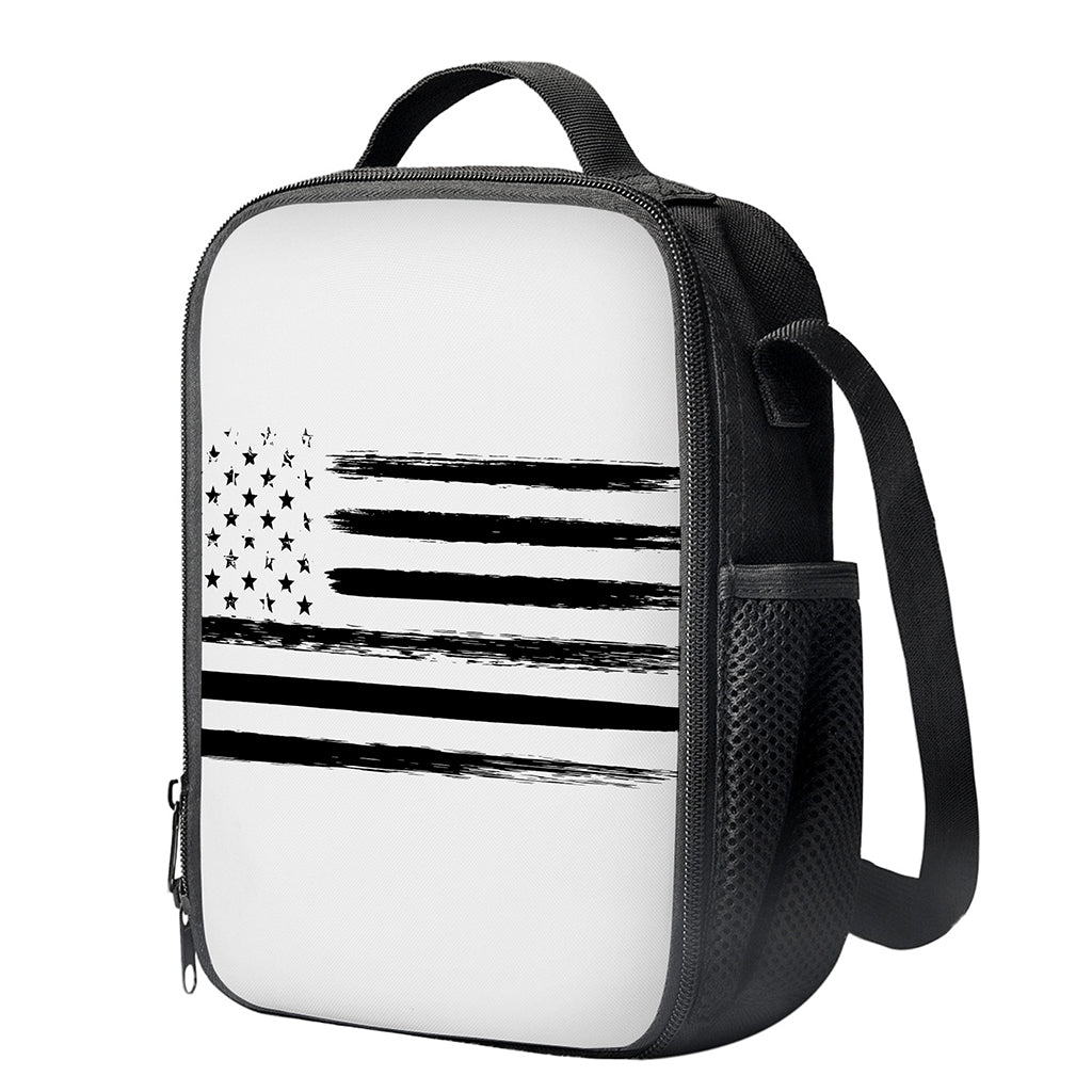 White And Black USA Flag Print Crossbody Lunch Bag