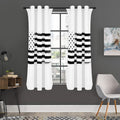 White And Black USA Flag Print Grommet Curtain Panels