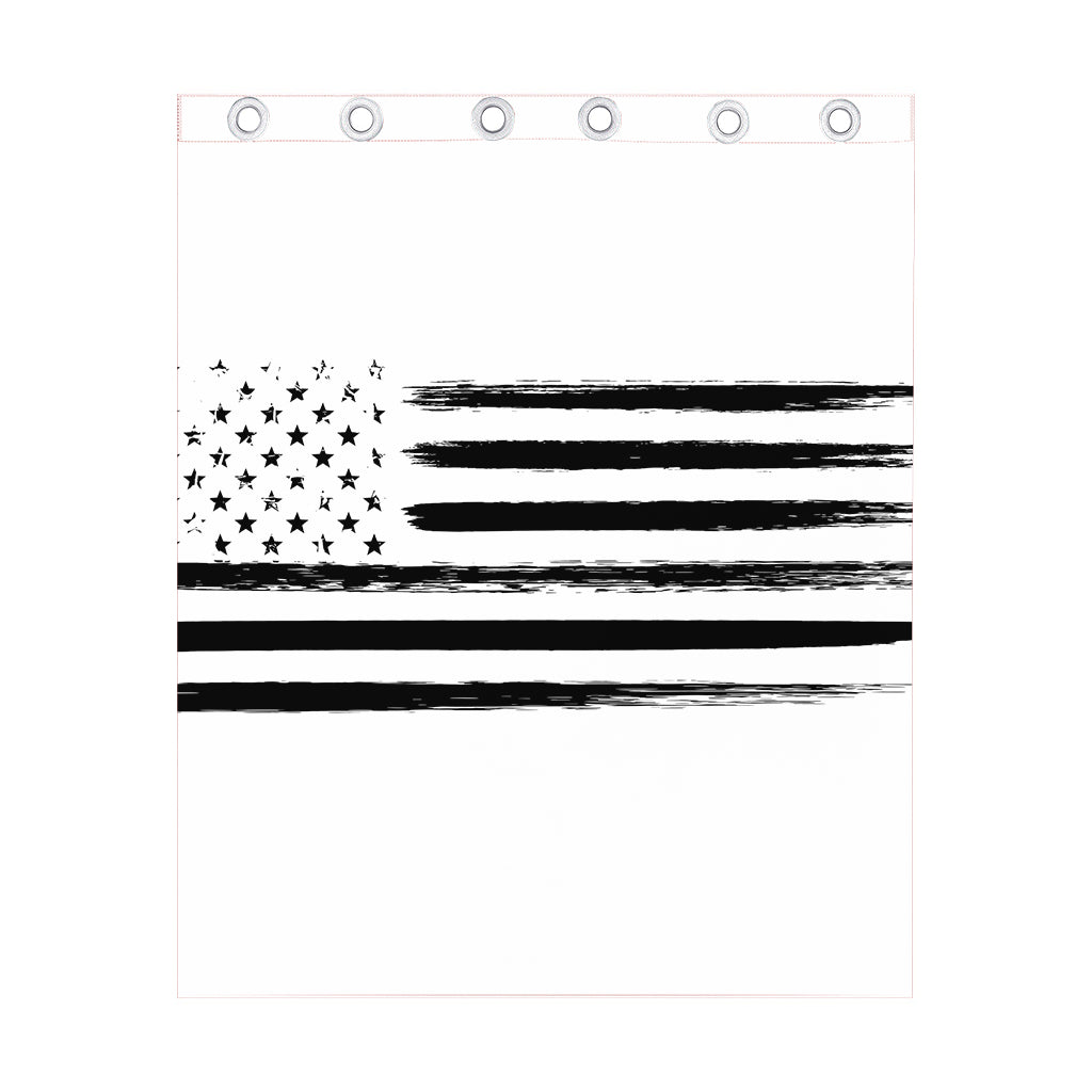White And Black USA Flag Print Curtain