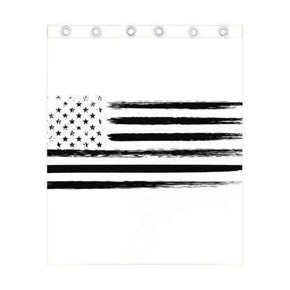 White And Black USA Flag Print Curtain