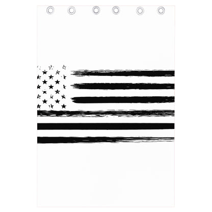 White And Black USA Flag Print Curtain