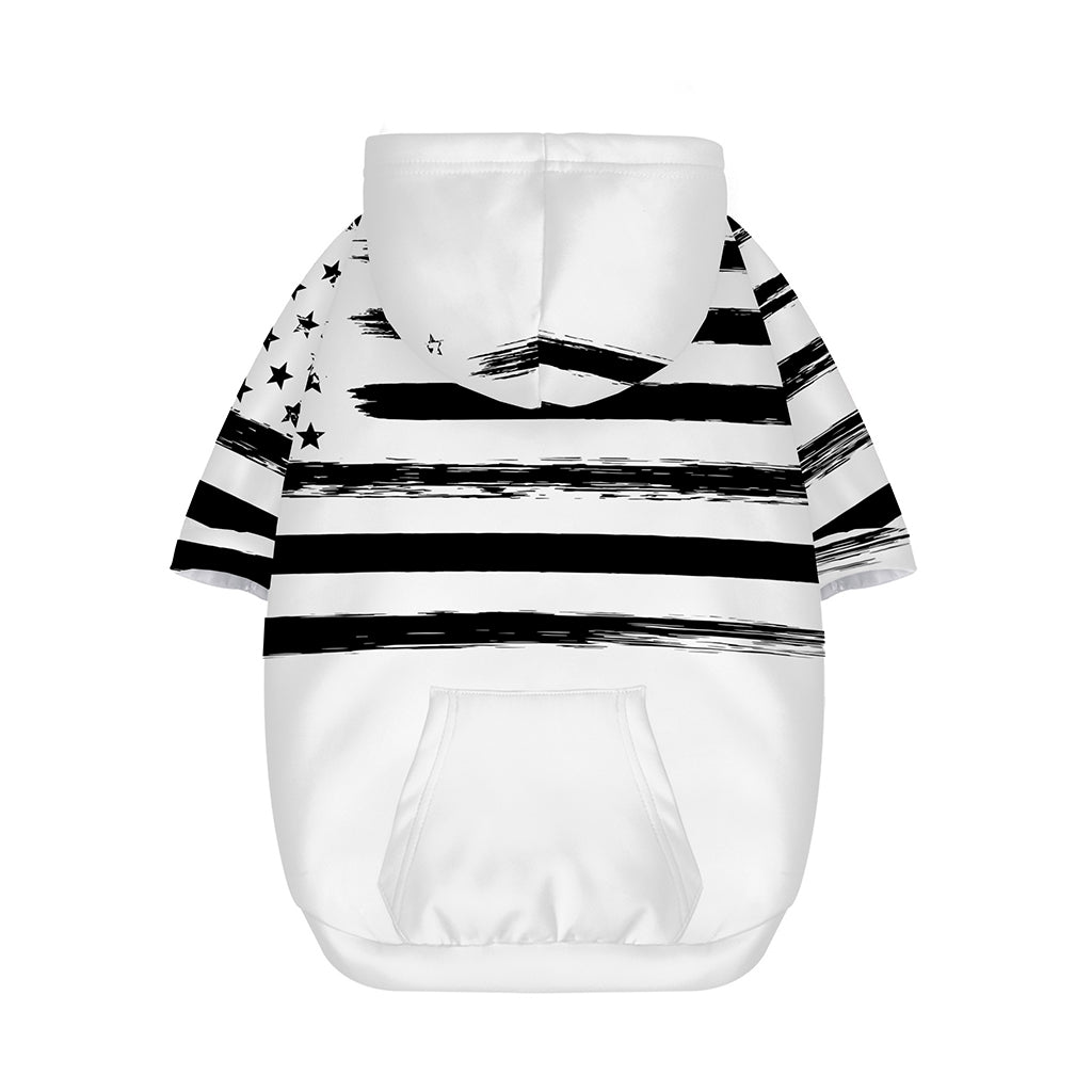 White And Black USA Flag Print Dog Zip Up Hoodie